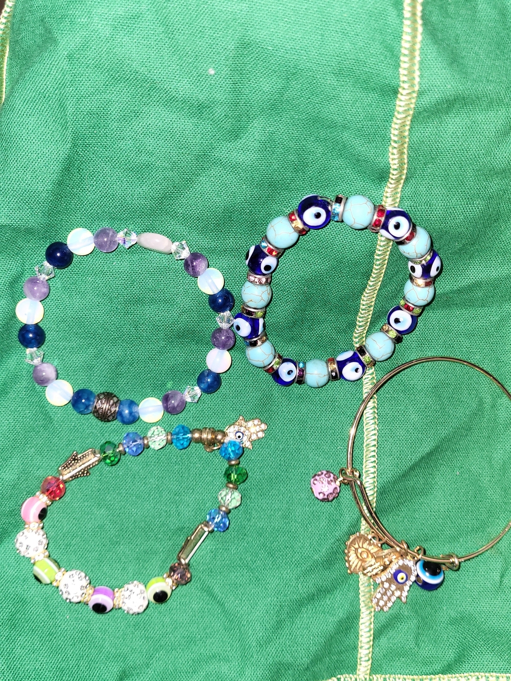 Handcrafted Turquoise & Blue Evil Eye Beaded Bracelet - Women Jewelry